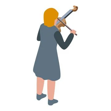 Violin play icon isometric vector. Music school Stock Illustration