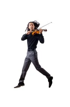 Violin player isolated on white Foto stock