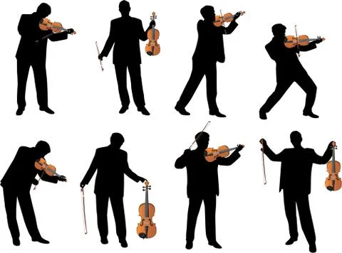 Violin player vector silhouette Stock Illustration