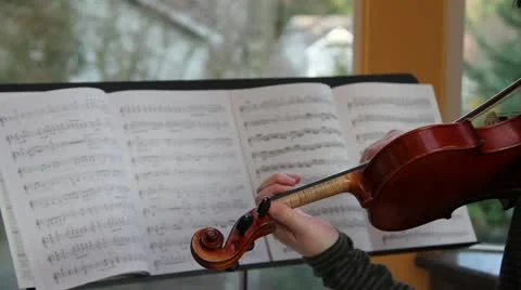 Violin practice Stock Footage 12653830