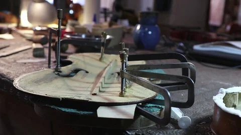 Violin repair, luthier tools Stock Footage 83440619