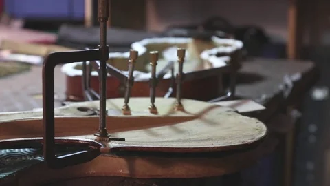 Violin repair, luthier tools Stock Footage 83440637