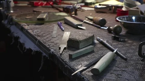 Violin repair, luthier tools Stock Footage 83440695