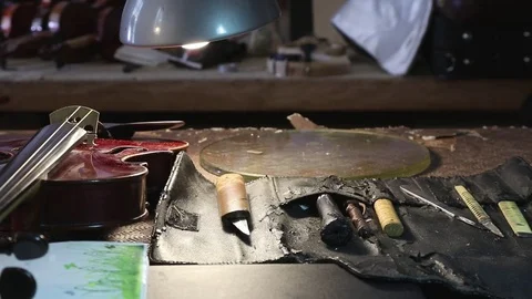 Violin repair, luthier tools Stock Footage 83440707
