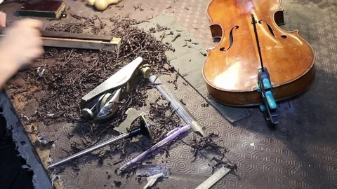 Violin repair, luthier tools Stock Footage 83442046