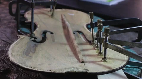 Violin repair, luthier tools Stock Footage 83442140