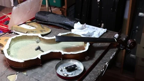 Violin repair, luthier tools Stock Footage 83442249
