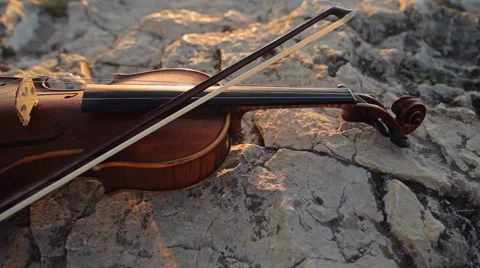 Violin On The Rock Stock Footage 55449469