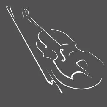 Violin in sketch style - draft of viola musical instrument Stock Illustration