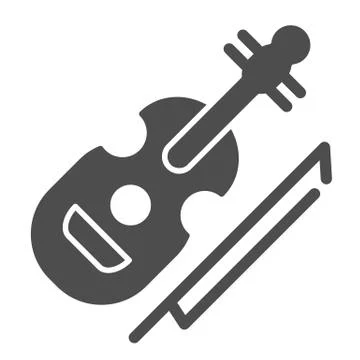 Violin solid icon. String instrument vector illustration isolated on white Stock Illustration