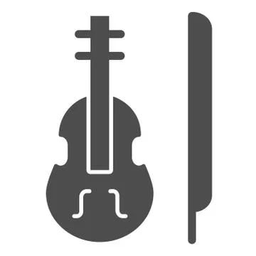 Violin solid icon. Stringed classical instrument vector illustration isolated on 스톡 일러스트