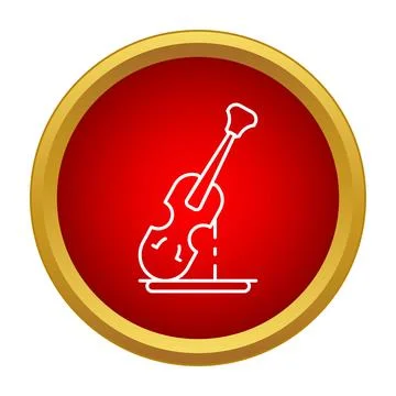 Violin string instrument icon in red gold circle Stock-Illustration