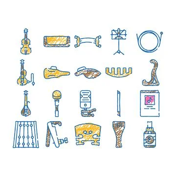 Violin string musical instrument icon hand drawn Stockillustratie