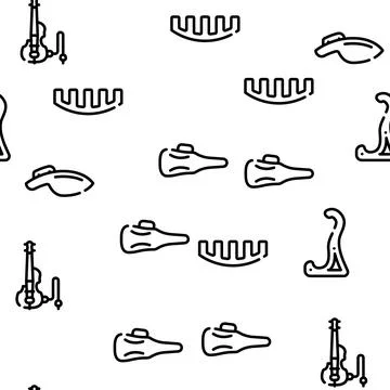 Violin String Musical Instrument Vector Seamless Pattern Stock Illustration