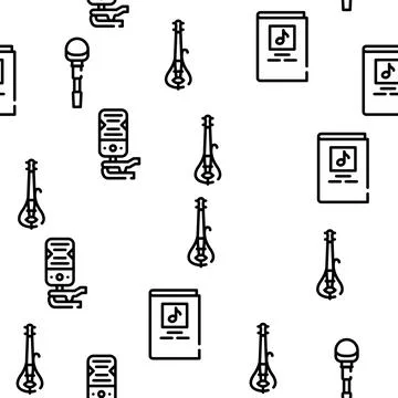 Violin String Musical Instrument Vector Seamless Pattern Stock Illustration
