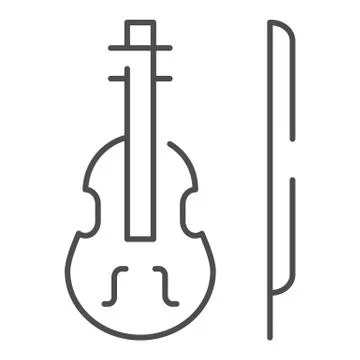 Violin thin line icon. Stringed classical instrument vector illustration Illustrazione stock