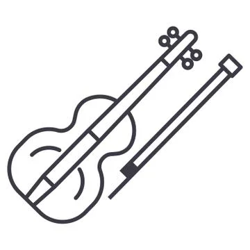 Violin vector line icon, sign, illustration on background, editable strokes Stock Illustration