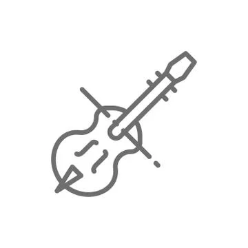 Violin, violoncello, cello, string musical instrument line icon. 스톡 일러스트