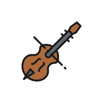Violin, violoncello, cello, string musical instrument flat color line icon. Illustrazione stock