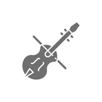 Violin, violoncello, cello, string musical instrument grey icon. Illustrazione stock