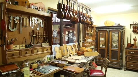 Violin workshop, pan right Stock-Footage 47747527