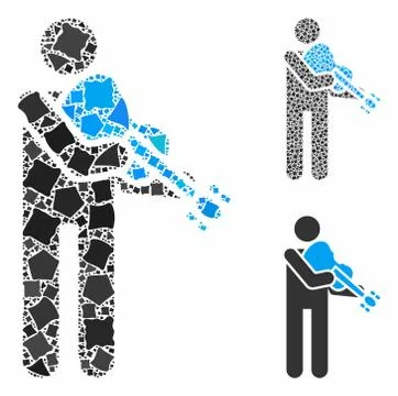 Violinist Composition Icon of Rugged Elements Illustrazione stock