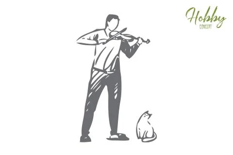 Violinist concept sketch. Isolated vector illustration Stock Illustration