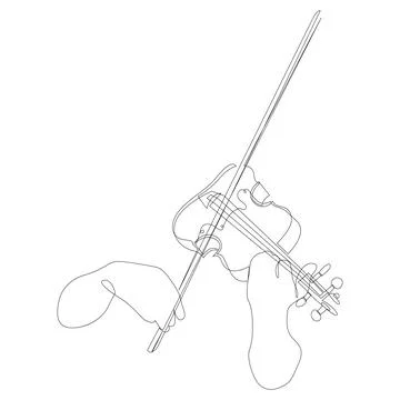 Violinist one continuous line art drawing vector illustration. Person playing Stockillustratie