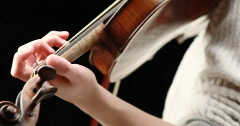 Violinist playing - closeup of her hands Stock Footage 86724745