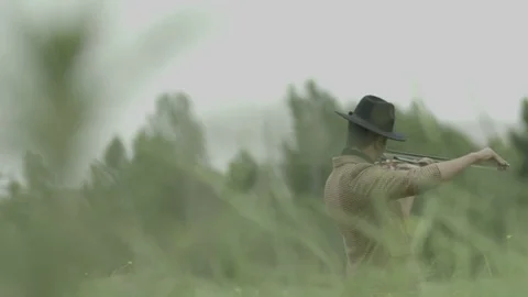 Violinist playing in outdoors 5 Stock Footage 79495149