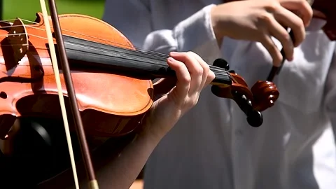 Violinist playing violin close up Vídeo Stock 252519836