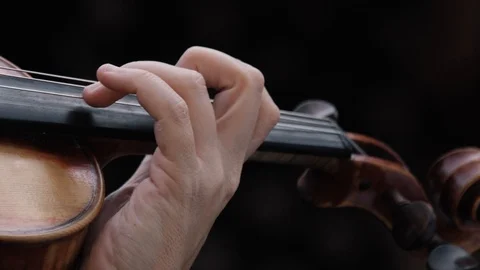 Violinist Playing Violin Strings - Slow Motion Stock Footage 91737015