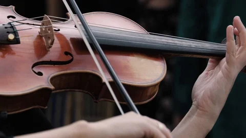 Violinist Playing Violin Strings - Slow Motion Stock Footage 91737042