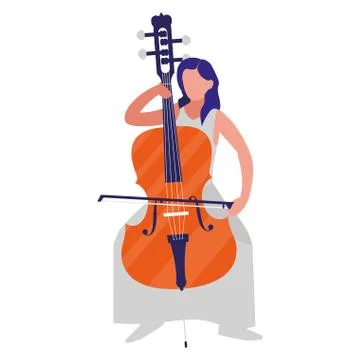 Violinist playing violoncello character Stock Illustration
