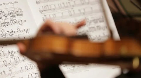 Violinist plays classical music Stock Footage 38549229