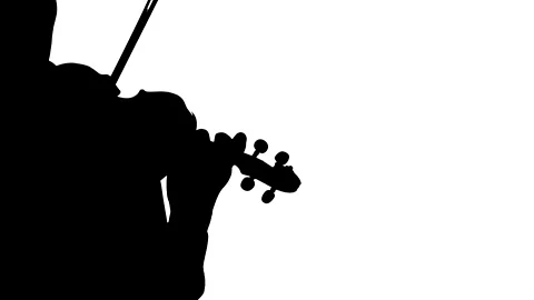 Violinist plays fast melody on a classical violin. Medium long shot. Silhouette Stock Footage 134522754