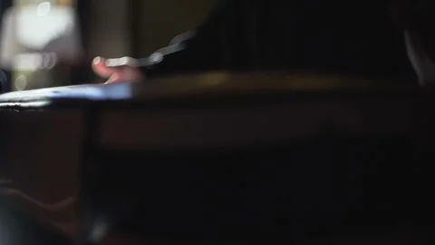 Violinist pulls out a violin Stock Footage 102699000