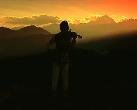 VIOLINIST silhouette 2 Stockbeeldmateriaal 12573742