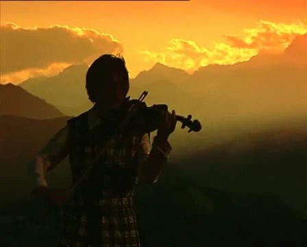 VIOLINIST silhouette MS 2 Stockbeeldmateriaal 12574283