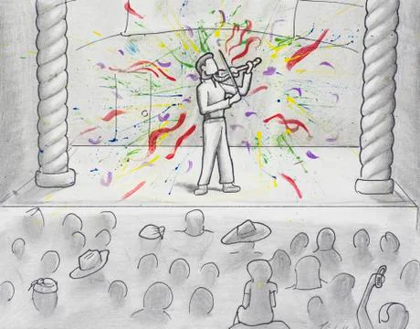 The Violinist - Sketch Stock Illustration