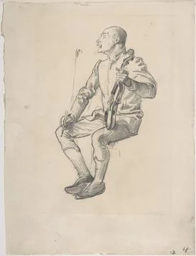 Violinist: study from life second half 19th century George Du Maurier Briti.. Stock Illustration