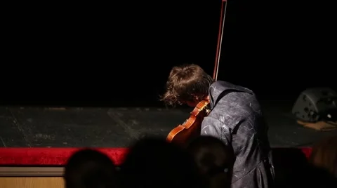 Violinists quartet sit and play music at Taper show in Palace Stock Footage 48960509