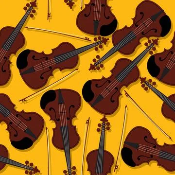 Violins and bow pattern Violins and bow seamless pattern for your design C... Stock Photos