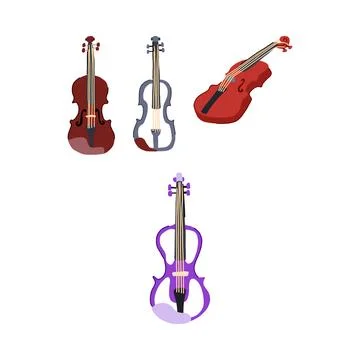 Violins collection for classical and modern music Stock Illustration