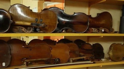 Violins in the making Stock Footage 47747477