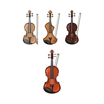 Violins musical instruments vector illustration collection Stock Illustration