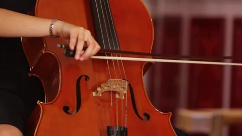 Violoncellist that play Stock Footage 76873945