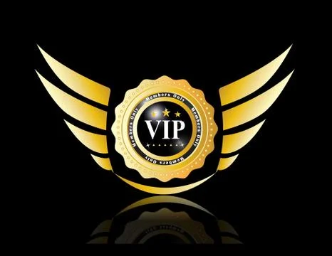 Vip badges with wing Stock Illustration