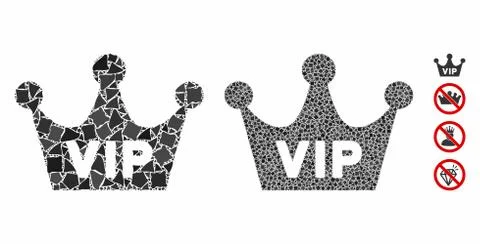 VIP crown Composition Icon of Tuberous Elements Illustrazione stock