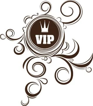 VIP decor with unusual round frame, crown and stylish floral elements Stock Illustration